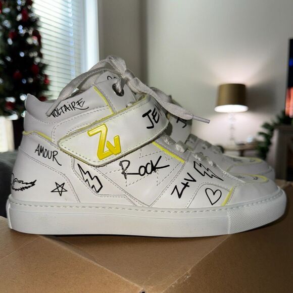 NWT Zadig & Voltaire ZV1747 Mid Flash Fluorescent Suede Charms Sneakers size 39 - Picture 5 of 13